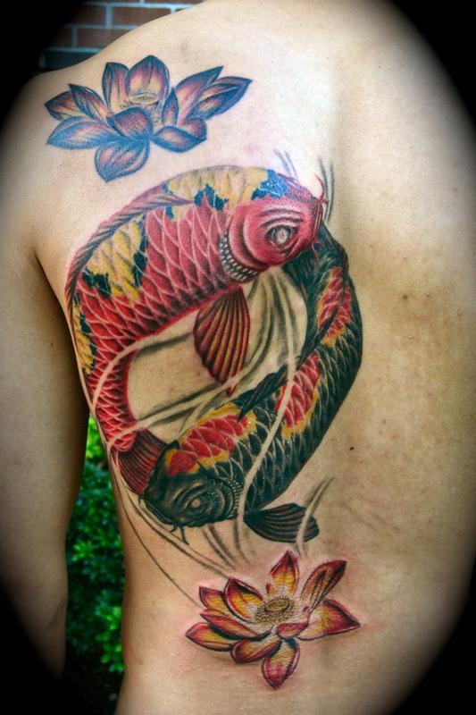 Tattoos - Yin Yang Koi and Lotus - 60314